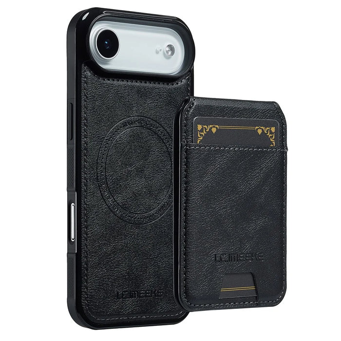 LC.IMEEKE L3 For iPhone Air Magnetic Case Detachable Card Holder Leather TPU Mobile Cover - Black - 1