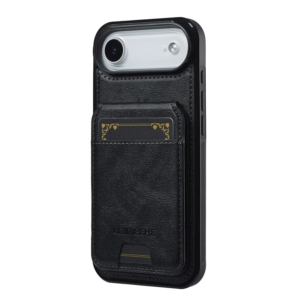 LC.IMEEKE L3 For iPhone Air Magnetic Case Detachable Card Holder Leather TPU Mobile Cover - Black - 2