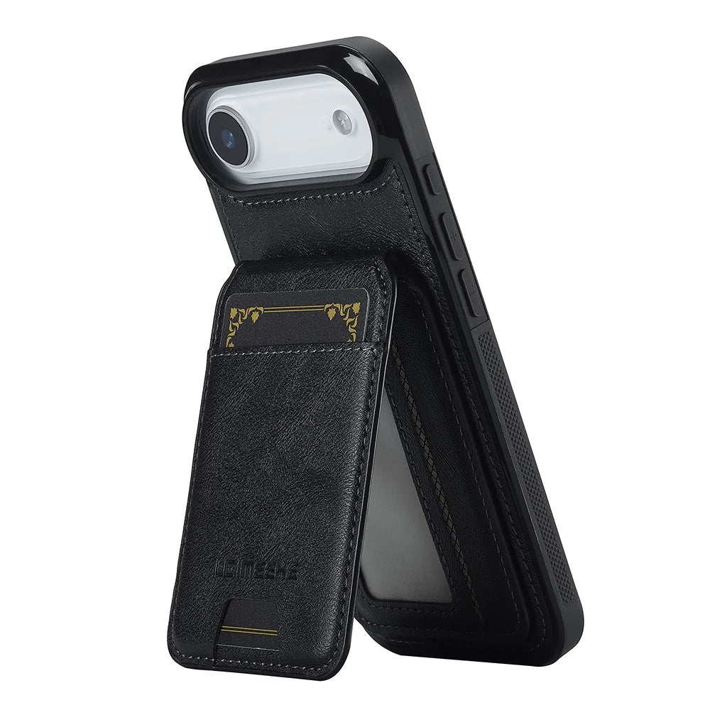 LC.IMEEKE L3 For iPhone Air Magnetic Case Detachable Card Holder Leather TPU Mobile Cover - Black - 4