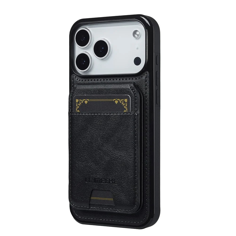LC.IMEEKE L3 For iPhone 18 Pro / 17 Pro Magnetic Case Detachable Card Holder Leather TPU Mobile Cover - Black - 2