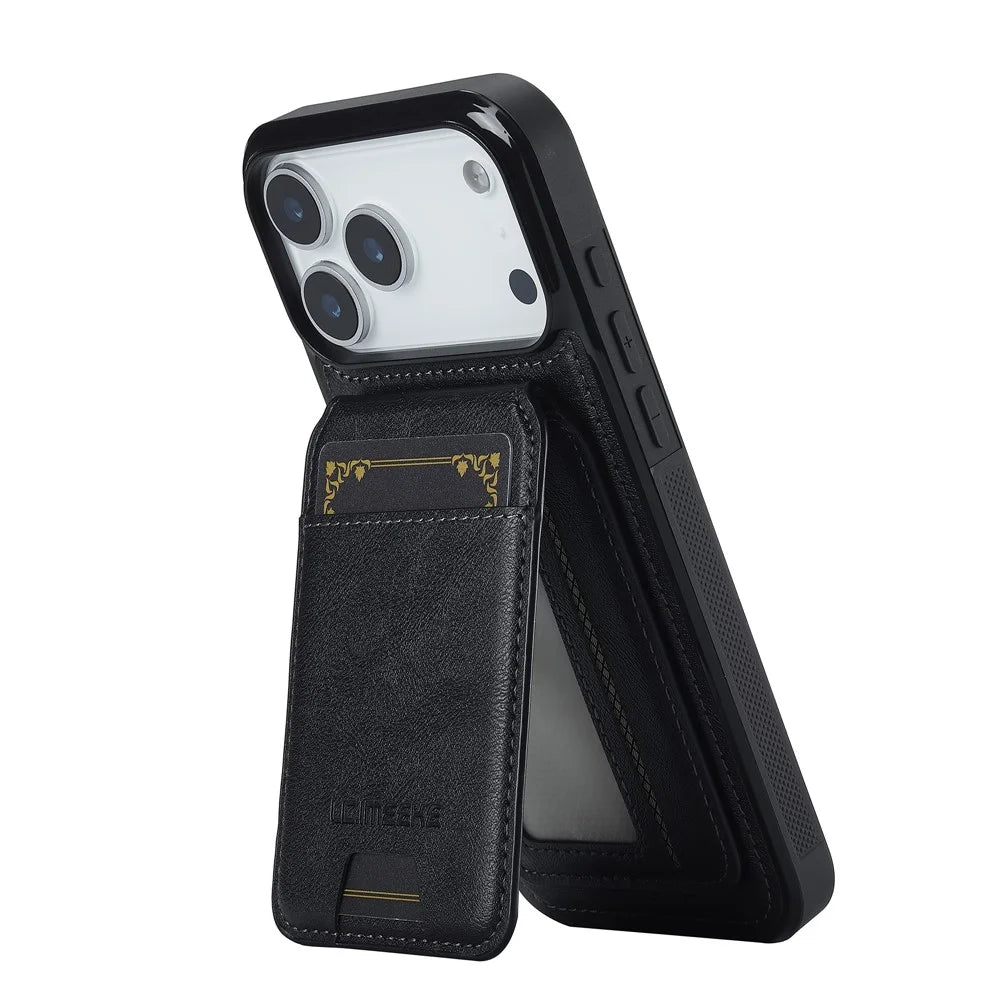 LC.IMEEKE L3 For iPhone 18 Pro / 17 Pro Magnetic Case Detachable Card Holder Leather TPU Mobile Cover - Black - 4