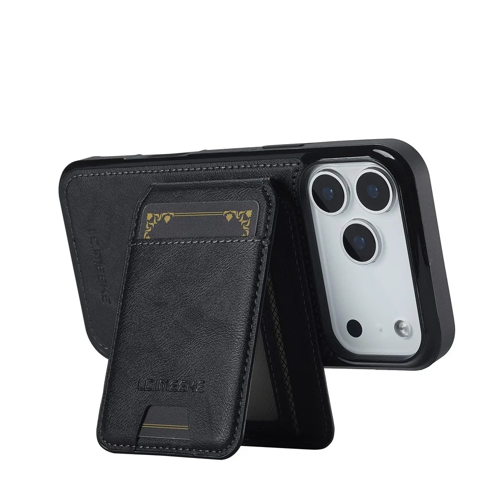 LC.IMEEKE L3 For iPhone 18 Pro / 17 Pro Magnetic Case Detachable Card Holder Leather TPU Mobile Cover - Black - 5