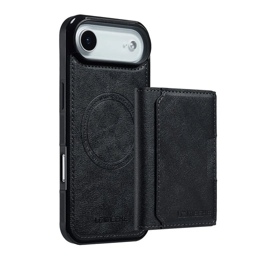 LC.IMEEKE L5 For iPhone Air Magnetic Phone Case Leather Back Cover with Detachable Card Holder - Black - 2