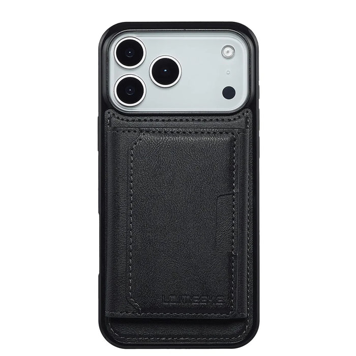 LC.IMEEKE L5 For iPhone 18 Pro Max / 17 Pro Max Magnetic Phone Case Leather Back Cover with Detachable Card Holder - Black - 3
