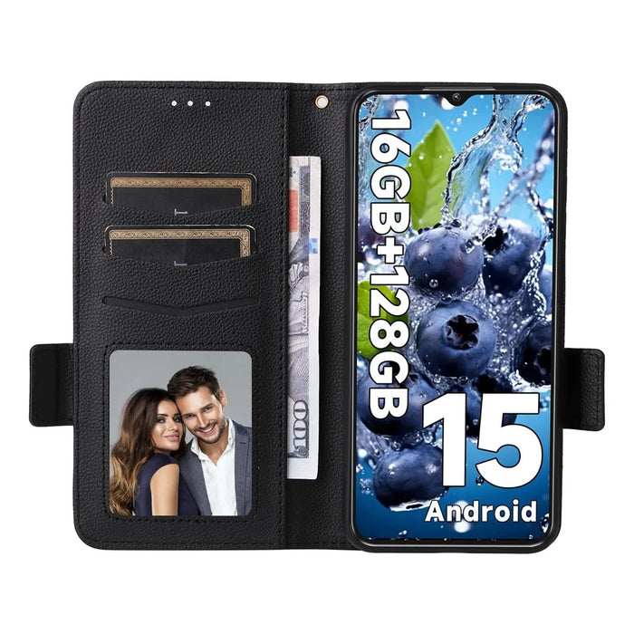 For Oukitel C1 / C1 Pro Case with Wrist Strap Litchi Texture PU Leather Wallet Phone Cover - Black - 2