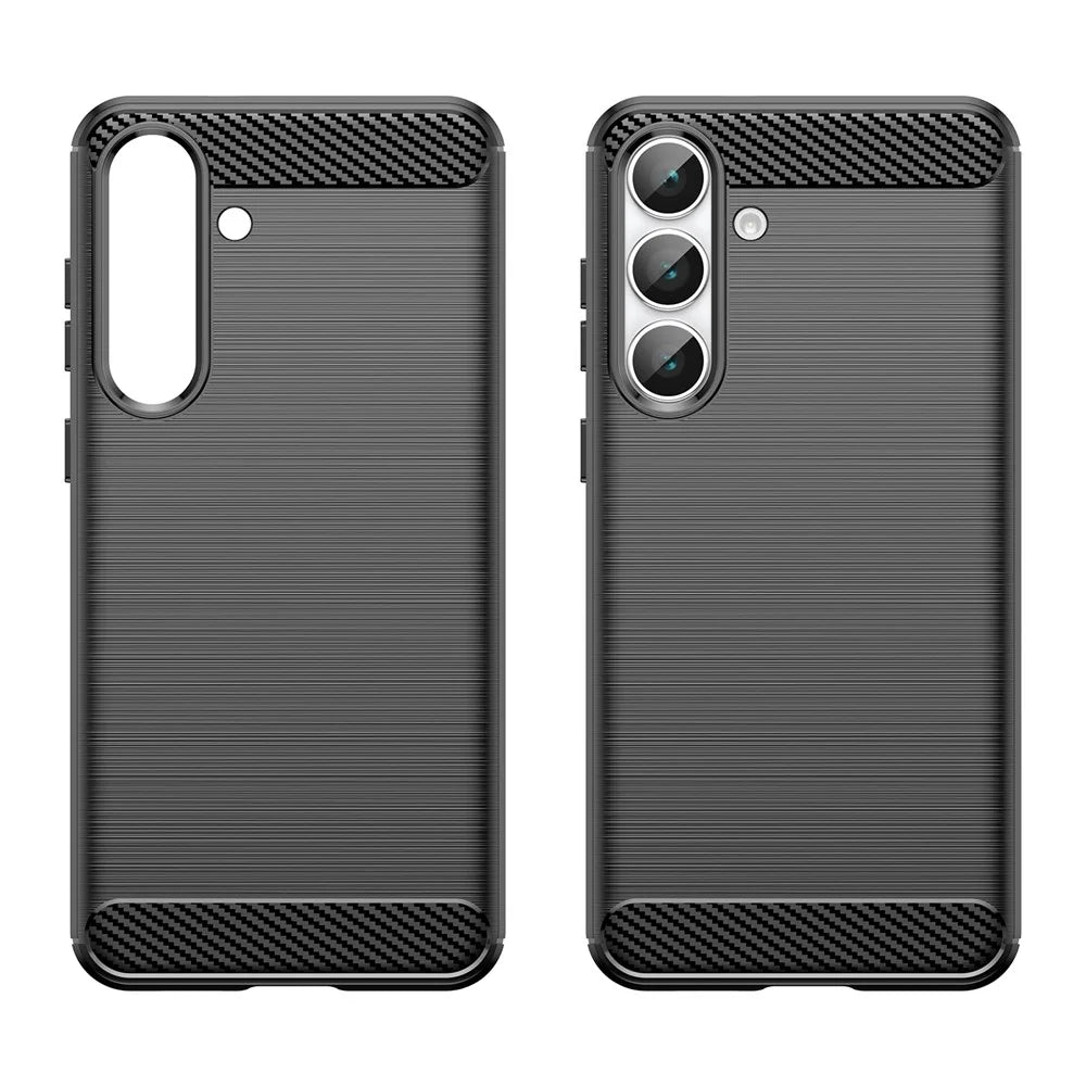 For Samsung Galaxy S25 FE Case Protective Phone Cover Carbon Fiber Texture Brushed - Black - 2