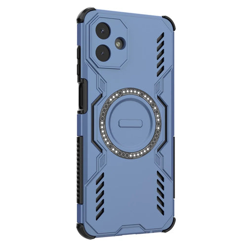 For Samsung Galaxy A08 5G / A08 4G / A07 5G / A07 4G Magnetic Case Butterfly Armor Hollow Heat Dissipation PC + TPU Phone Cover - Blue - 1