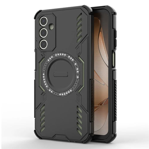For Samsung Galaxy A15 5G  /  4G Magnetic Case Butterfly Armor Hollow Heat Dissipation PC + TPU Phone Cover - Black - 1