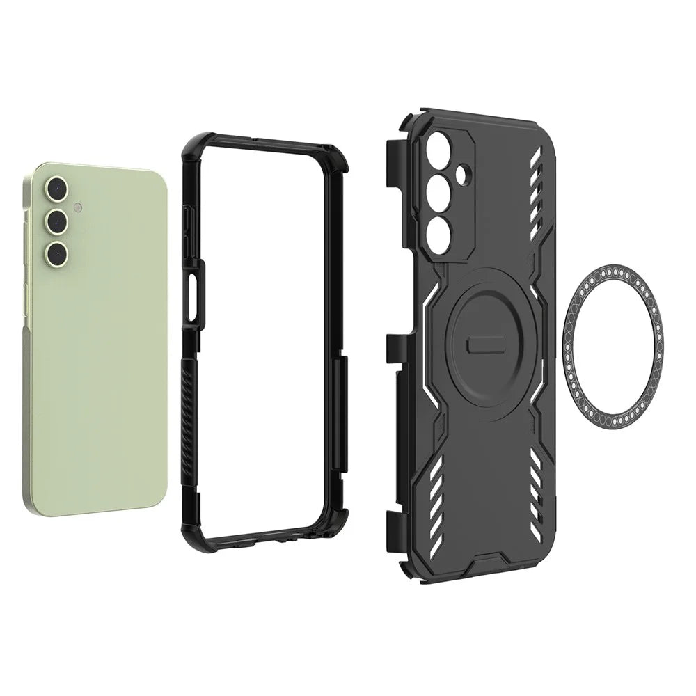 For Samsung Galaxy A15 5G  /  4G Magnetic Case Butterfly Armor Hollow Heat Dissipation PC + TPU Phone Cover - Black - 2