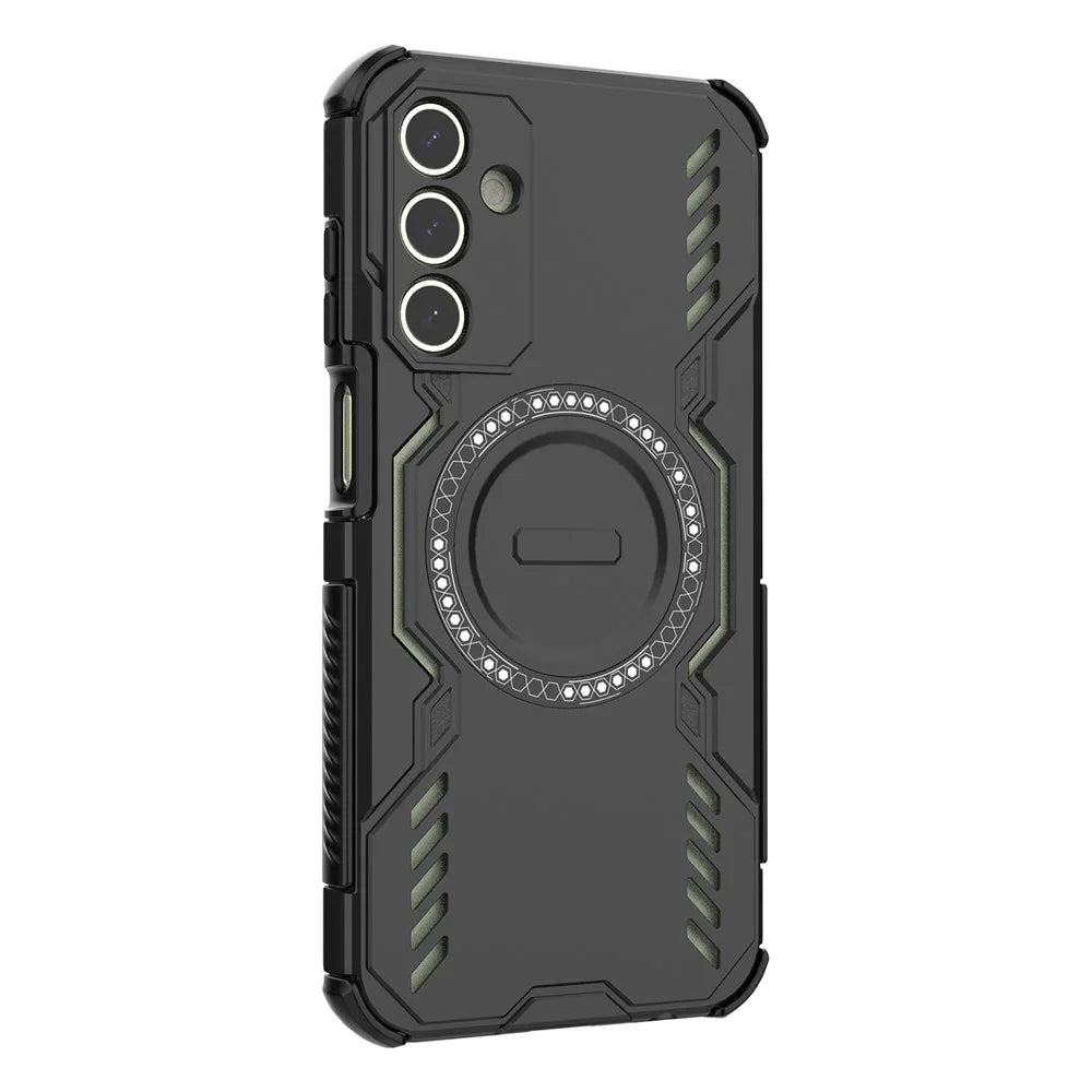 For Samsung Galaxy A15 5G  /  4G Magnetic Case Butterfly Armor Hollow Heat Dissipation PC + TPU Phone Cover - Black - 3