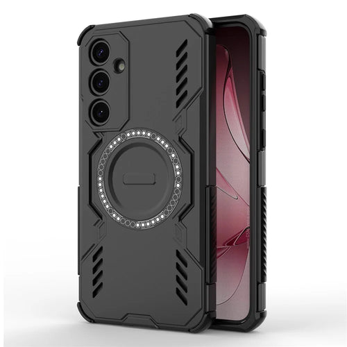 For Samsung Galaxy A35 5G Magnetic Case Butterfly Armor Hollow Heat Dissipation PC + TPU Phone Cover - Black - 1