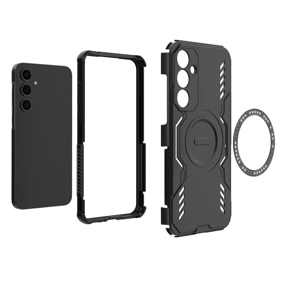 For Samsung Galaxy A35 5G Magnetic Case Butterfly Armor Hollow Heat Dissipation PC + TPU Phone Cover - Black - 2