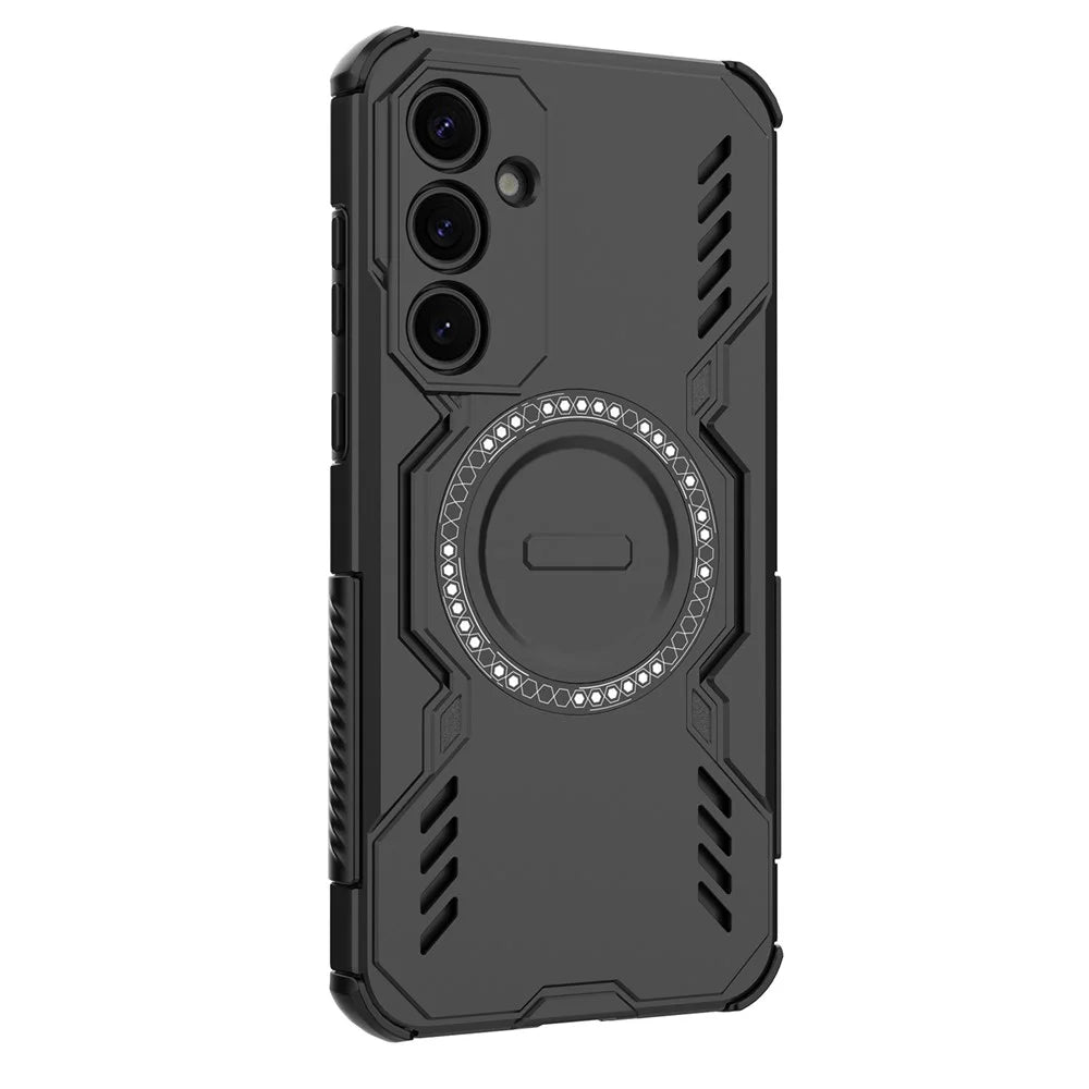 For Samsung Galaxy A35 5G Magnetic Case Butterfly Armor Hollow Heat Dissipation PC + TPU Phone Cover - Black - 3