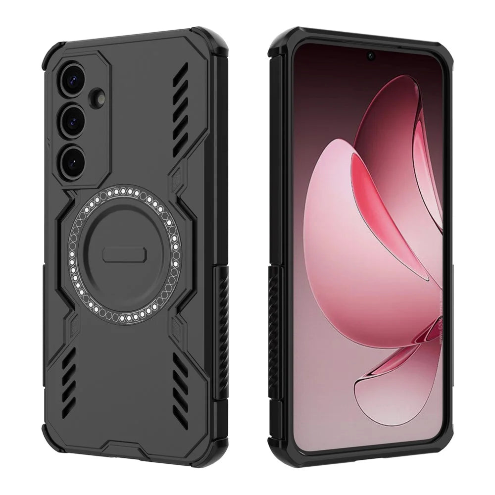 For Samsung Galaxy A35 5G Magnetic Case Butterfly Armor Hollow Heat Dissipation PC + TPU Phone Cover - Black - 4