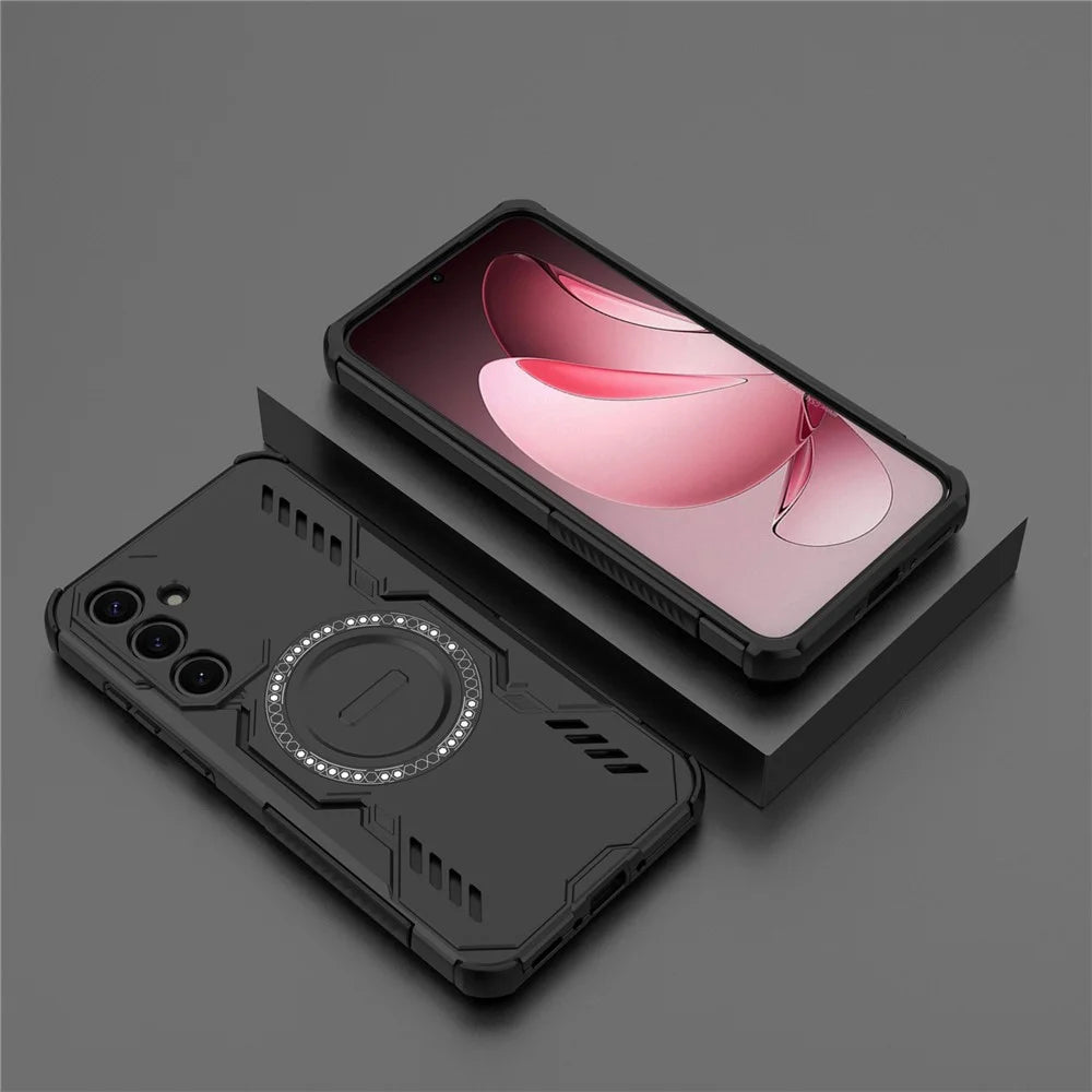 For Samsung Galaxy A35 5G Magnetic Case Butterfly Armor Hollow Heat Dissipation PC + TPU Phone Cover - Black - 6