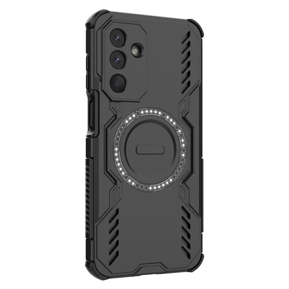 For Samsung Galaxy M36 5G Magnetic Case Butterfly Armor Hollow Heat Dissipation PC + TPU Phone Cover - Black - 3