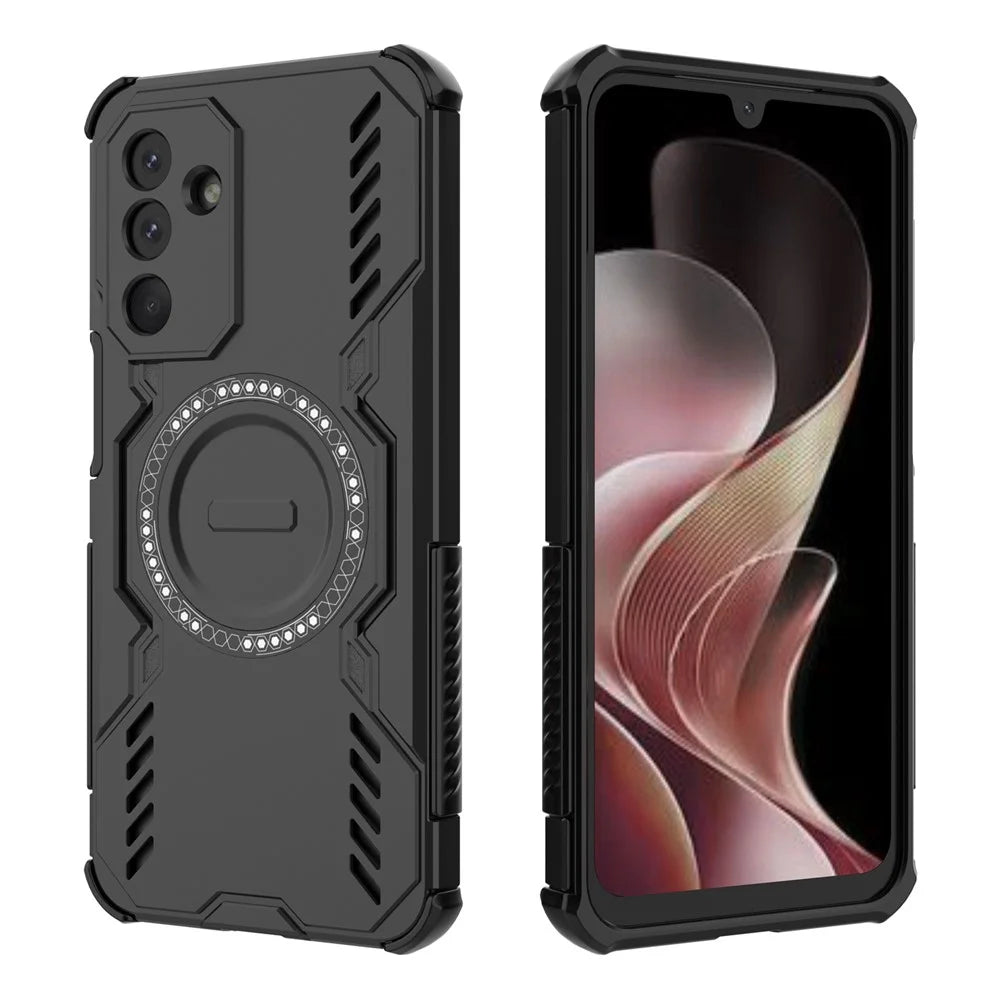 For Samsung Galaxy M36 5G Magnetic Case Butterfly Armor Hollow Heat Dissipation PC + TPU Phone Cover - Black - 4
