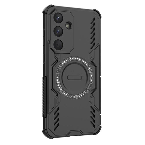 For Samsung Galaxy S25 FE Magnetic Case Butterfly Armor Hollow Heat Dissipation PC + TPU Phone Cover - Black - 1