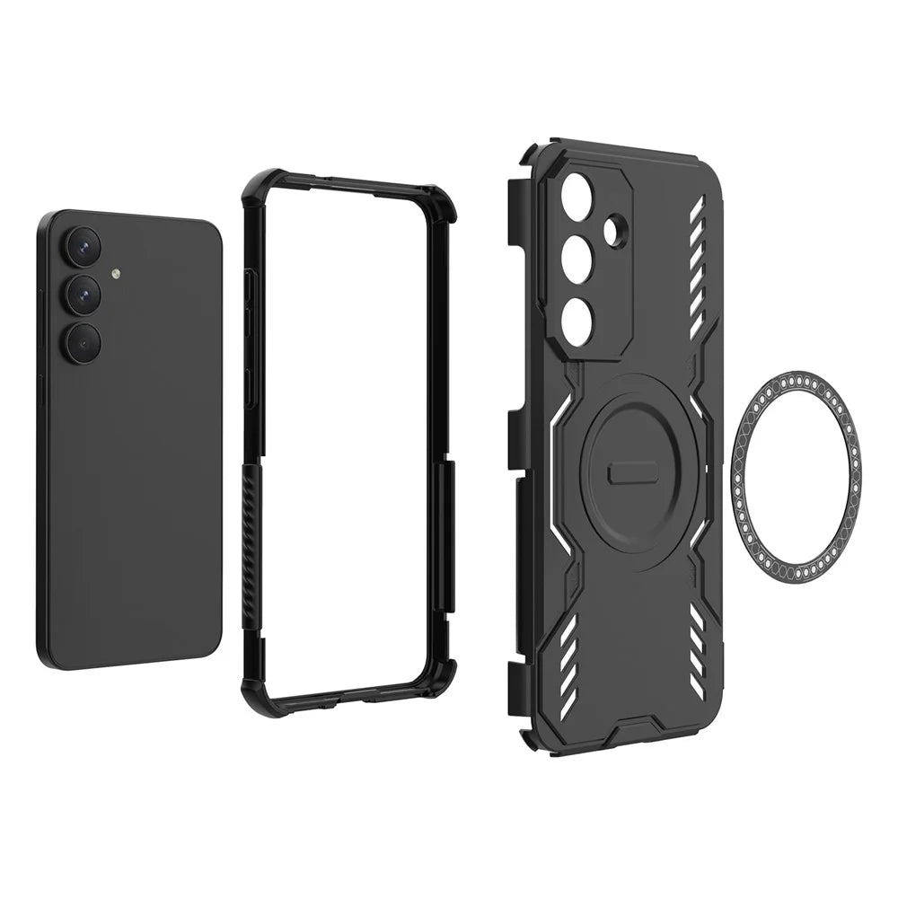 For Samsung Galaxy S25 FE Magnetic Case Butterfly Armor Hollow Heat Dissipation PC + TPU Phone Cover - Black - 2