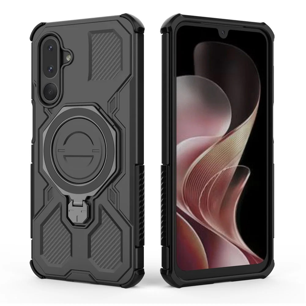 For Samsung Galaxy M36 5G Magnetic Case Rotating Metal Kickstand Shockproof PC + TPU Phone Back Cover - Black - 7