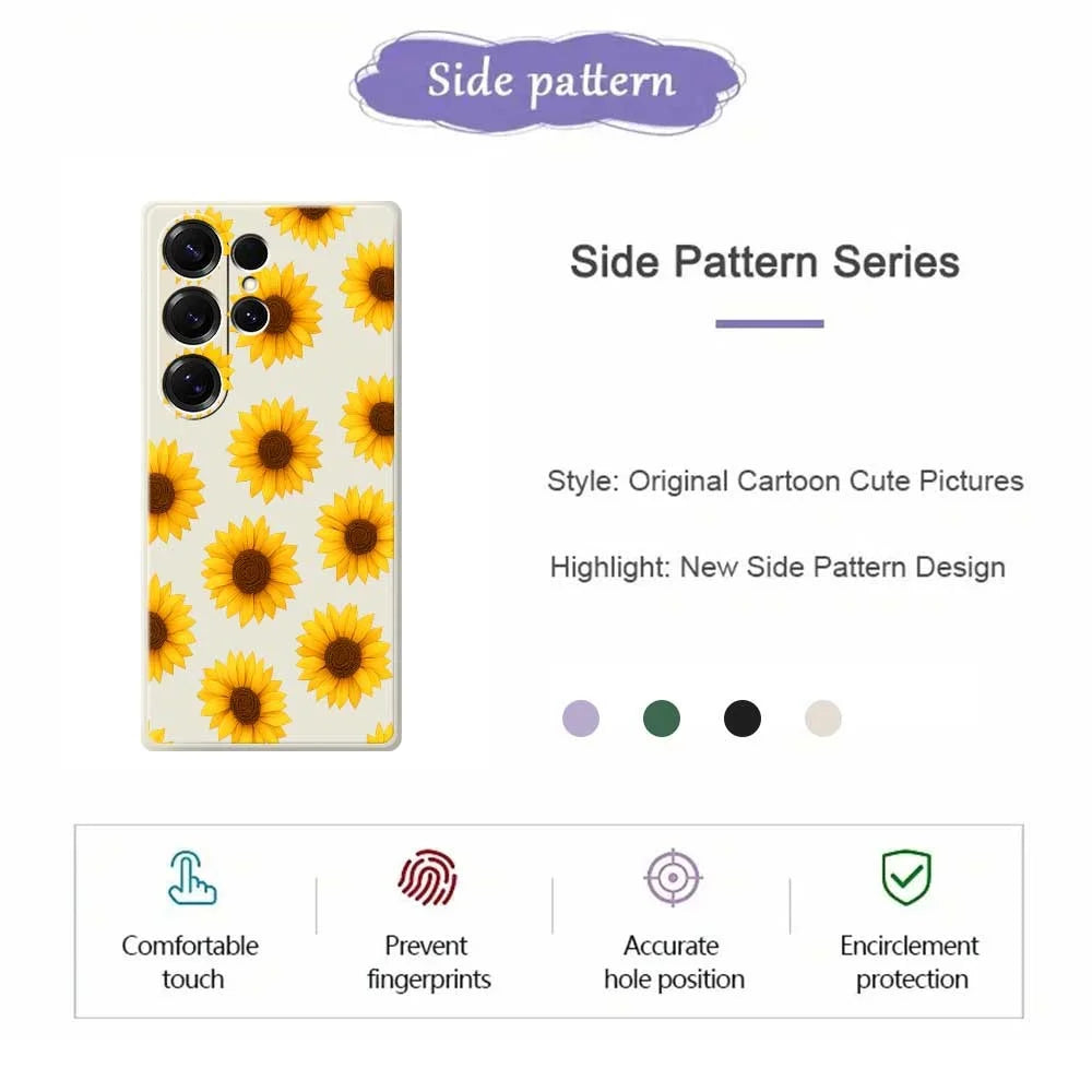 For Samsung Galaxy S25 Ultra Case Sunflowers Pattern Printing Straight Edge TPU Phone Back Cover - Beige - 2