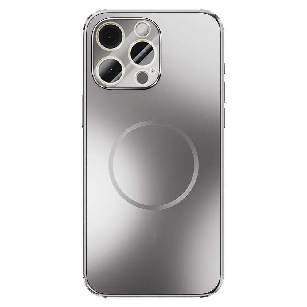 ABEEL For iPhone 15 Pro Case Compatible with MagSafe TPU PC Cooling Matte Phone Back Cover with Lens Film - Titanium Grey - 1