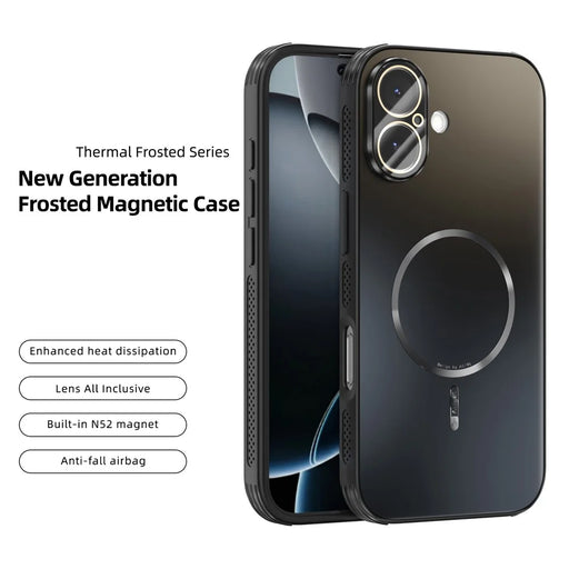 ABEEL For iPhone 17 Case Compatible with MagSafe TPU PC Cooling Matte Phone Back Cover with Lens Film - Black - 2