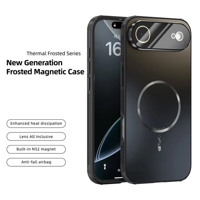 ABEEL For iPhone Air Case Compatible with MagSafe TPU PC Cooling Matte Phone Back Cover with Lens Film - Black - 2