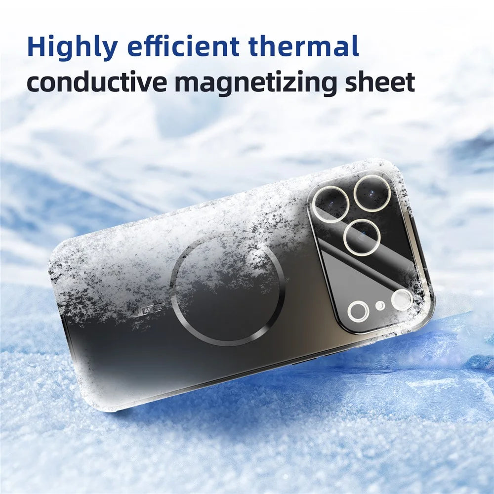 ABEEL For iPhone 17 Pro Case Compatible with MagSafe TPU PC Cooling Matte Phone Back Cover with Lens Film - Titanium Grey - 4