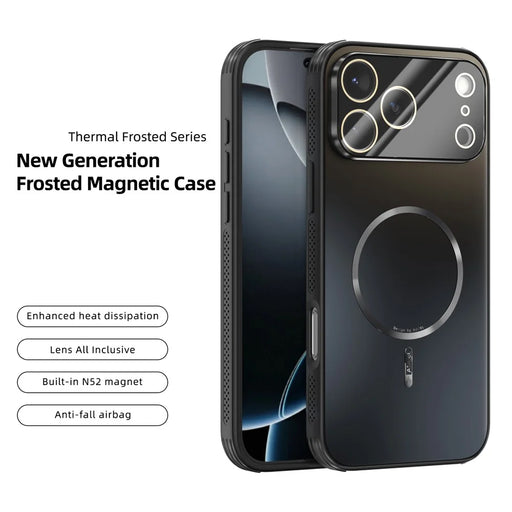ABEEL For iPhone 17 Pro Max Case Compatible with MagSafe TPU PC Cooling Matte Phone Back Cover with Lens Film - Black - 2