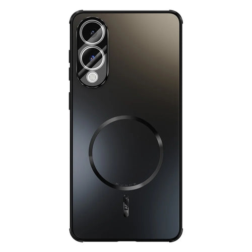 ABEEL For Samsung Galaxy S25 Edge Magnetic Case TPU PC Cooling Matte Phone Back Cover with Lens Film - Black - 1