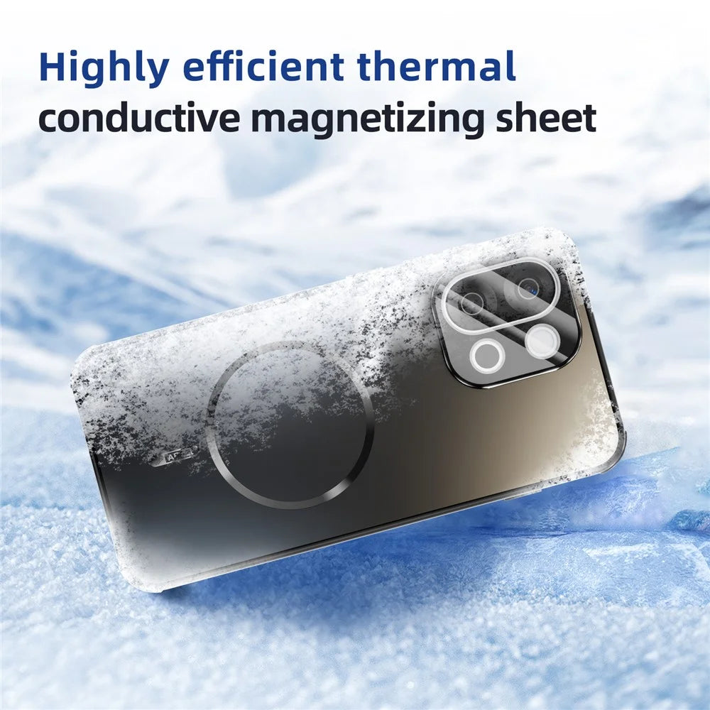 ABEEL For OnePlus 13T 5G Magnetic Case TPU PC Cooling Matte Phone Back Cover with Lens Film - Black - 4