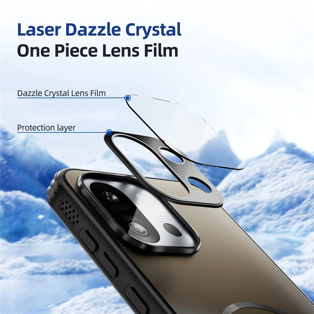 ABEEL For OnePlus 13T 5G Magnetic Case TPU PC Cooling Matte Phone Back Cover with Lens Film - Black - 5