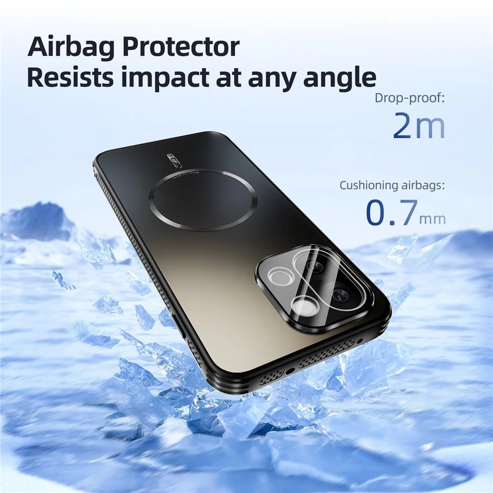 ABEEL For OnePlus 13T 5G Magnetic Case TPU PC Cooling Matte Phone Back Cover with Lens Film - Black - 7