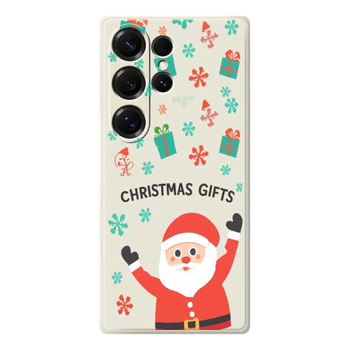 For Samsung Galaxy S25 Ultra Case Christmas Gifts Pattern Printing Straight Edge TPU Phone Back Cover - Beige - 1