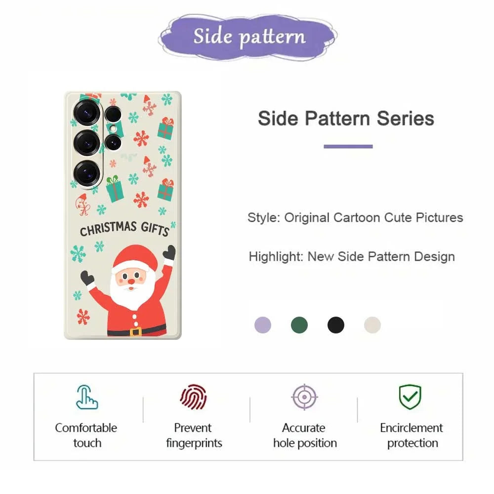For Samsung Galaxy S25 Ultra Case Christmas Gifts Pattern Printing Straight Edge TPU Phone Back Cover - Beige - 2