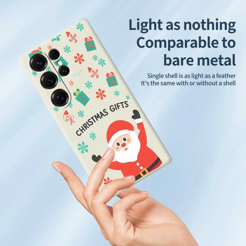 For Samsung Galaxy S25 Ultra Case Christmas Gifts Pattern Printing Straight Edge TPU Phone Back Cover - Beige - 4