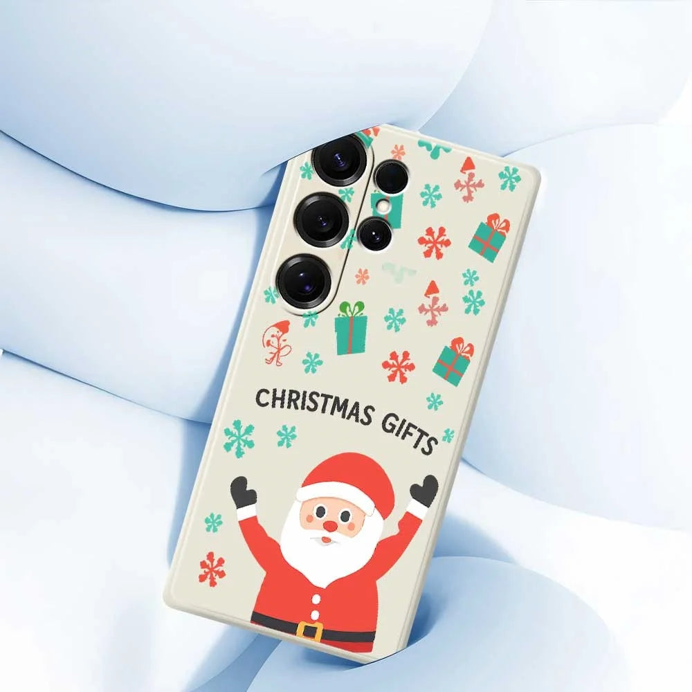 For Samsung Galaxy S25 Ultra Case Christmas Gifts Pattern Printing Straight Edge TPU Phone Back Cover - Beige - 5