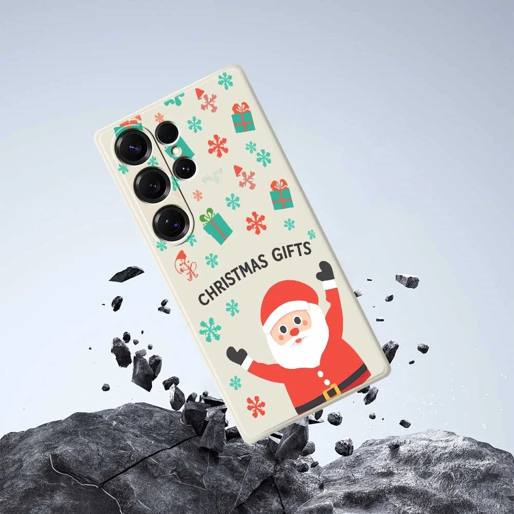 For Samsung Galaxy S25 Ultra Case Christmas Gifts Pattern Printing Straight Edge TPU Phone Back Cover - Beige - 7