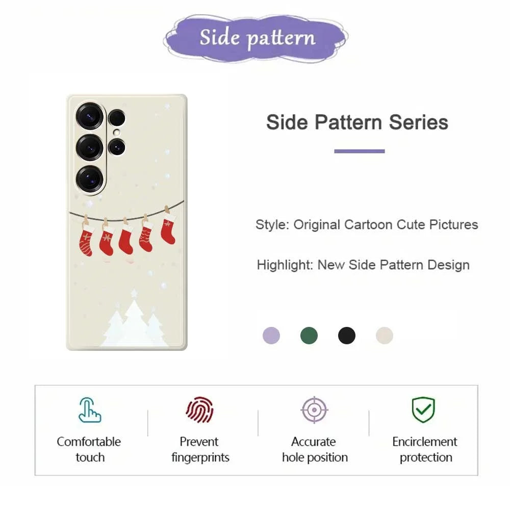 For Samsung Galaxy S25 Ultra Case Christmas Stockings Pattern Printing Straight Edge TPU Phone Back Cover - Beige - 2