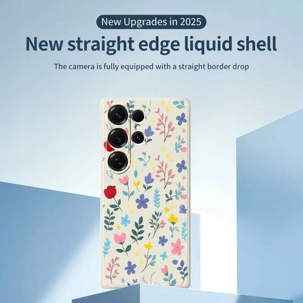 For Samsung Galaxy S25 Ultra Case Colorful Flower Branches Pattern Printing Straight Edge TPU Phone Back Cover - Beige - 3