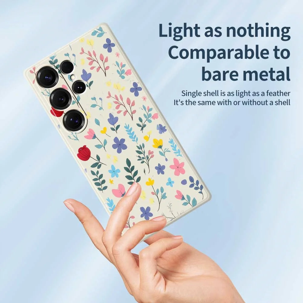 For Samsung Galaxy S25 Ultra Case Colorful Flower Branches Pattern Printing Straight Edge TPU Phone Back Cover - Beige - 4