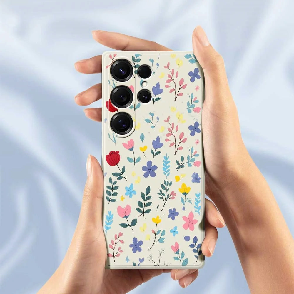 For Samsung Galaxy S25 Ultra Case Colorful Flower Branches Pattern Printing Straight Edge TPU Phone Back Cover - Beige - 6