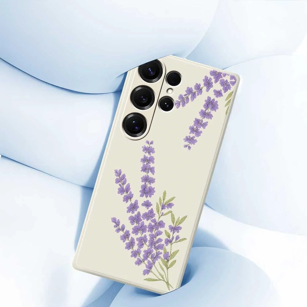 For Samsung Galaxy S25 Ultra Case Lavender Pattern Printing Straight Edge TPU Phone Back Cover - Beige - 5