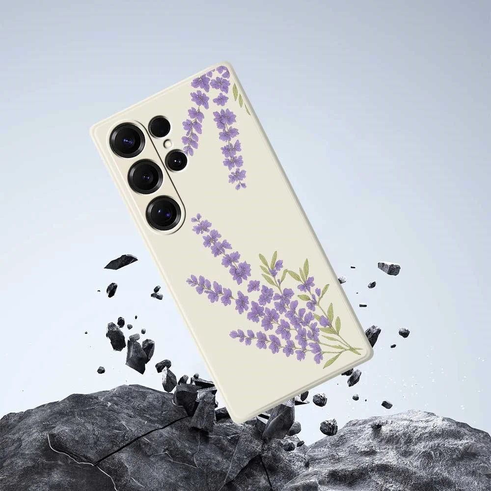 For Samsung Galaxy S25 Ultra Case Lavender Pattern Printing Straight Edge TPU Phone Back Cover - Beige - 7