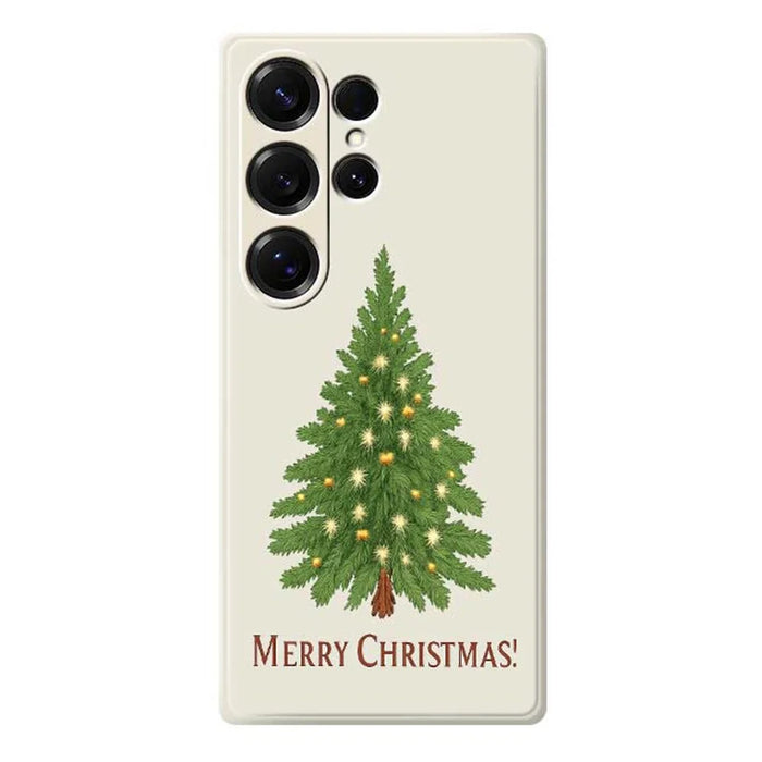 For Samsung Galaxy S25 Ultra Case Christmas Tree Pattern Printing Straight Edge TPU Phone Back Cover - Beige - 1