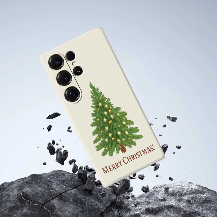 For Samsung Galaxy S25 Ultra Case Christmas Tree Pattern Printing Straight Edge TPU Phone Back Cover - Beige - 7