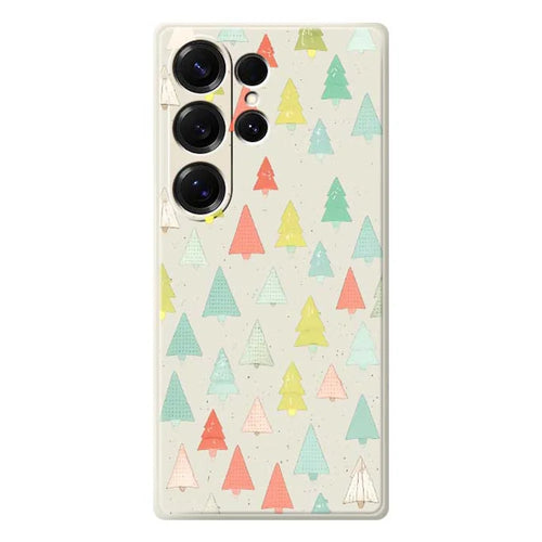 For Samsung Galaxy S25 Ultra Case Colorful Trees Pattern Printing Straight Edge TPU Phone Back Cover - Beige - 1