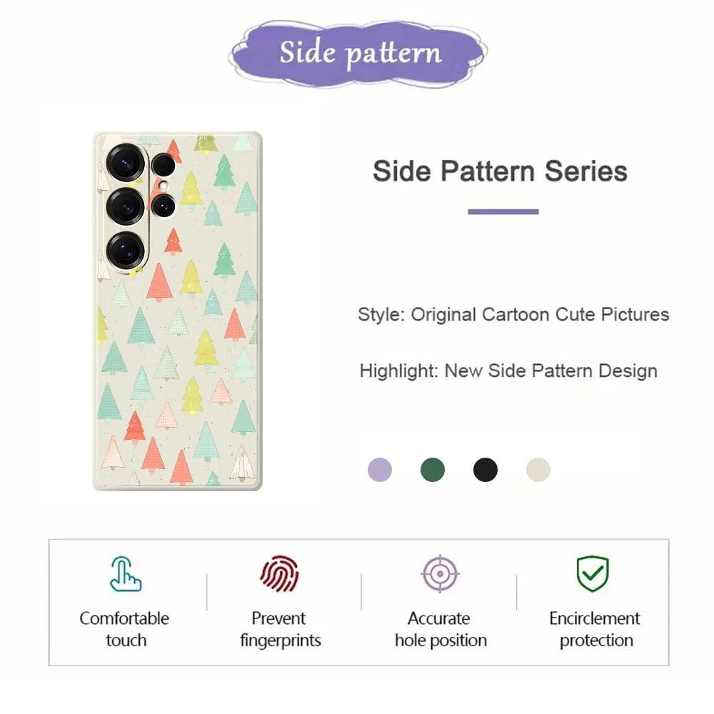 For Samsung Galaxy S25 Ultra Case Colorful Trees Pattern Printing Straight Edge TPU Phone Back Cover - Beige - 2