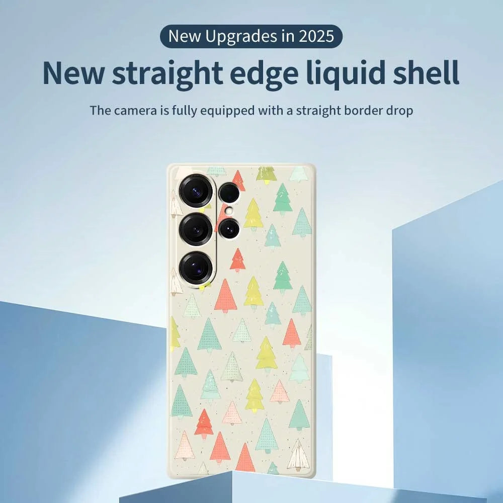 For Samsung Galaxy S25 Ultra Case Colorful Trees Pattern Printing Straight Edge TPU Phone Back Cover - Beige - 3
